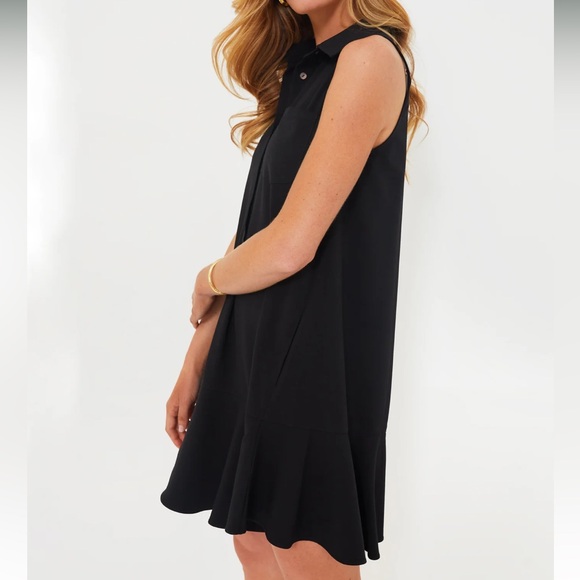 Black Crepe Sleeveless Callahan Shirt Dress - Picture 3 of 10